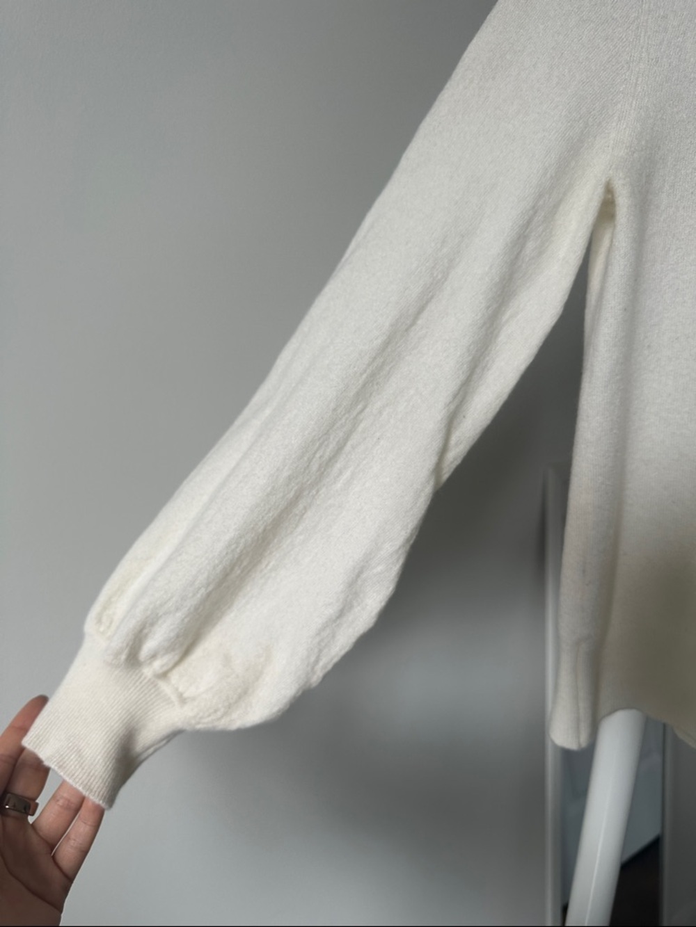 Moulinette Sœurs by Anthropologie Cream Scoop-Neck Button Pullover wool Sweater - Picture 3 of 6
